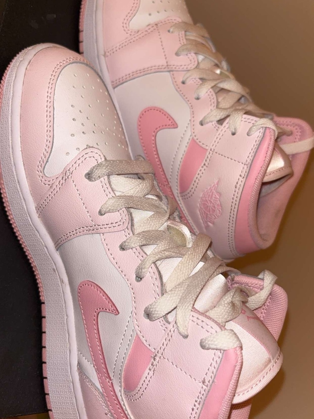 Jordan Kids Pink and White High-Top Sneakers